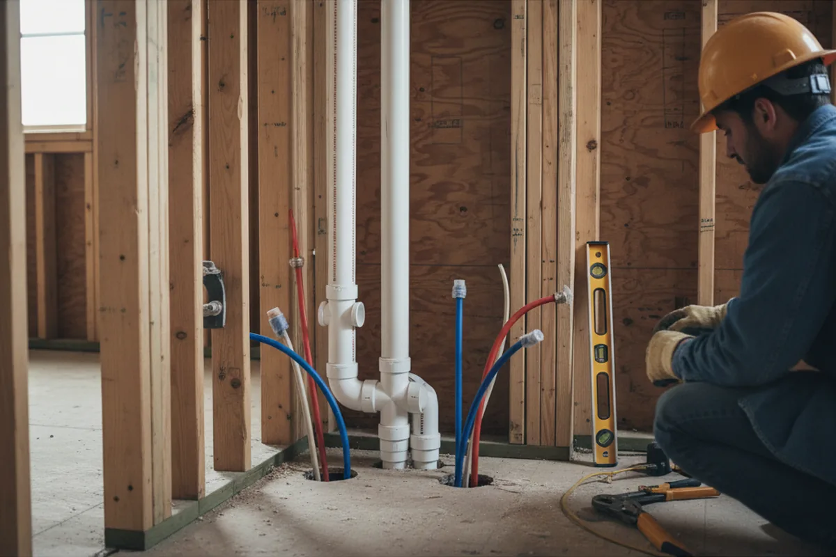 Drain and supply rough-in during Leak Detection in Boynton