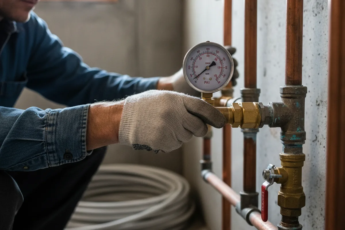 Pressure testing a repaired line during Water Line Repair in Boynton